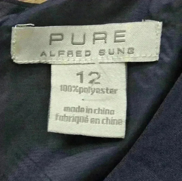 PURE ALFRED SUNG size 12 Womens navy blue dress, Great For A Wedding/summer - Picture 7 of 14